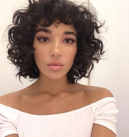 Curly black short hair