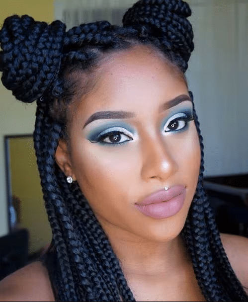Box Braid Space Buns