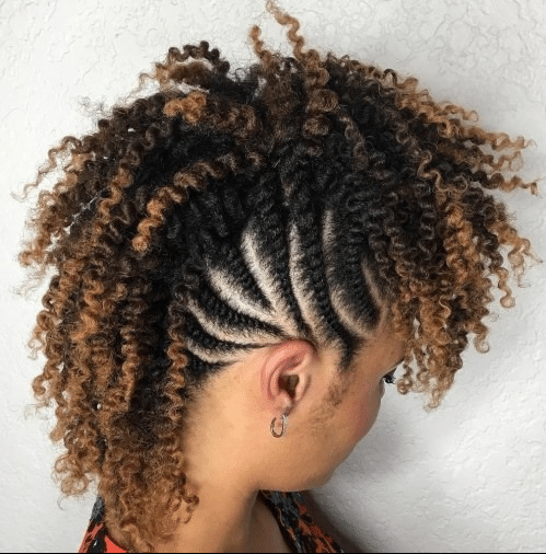 Curly Mohawk with Flat Twisted Sides