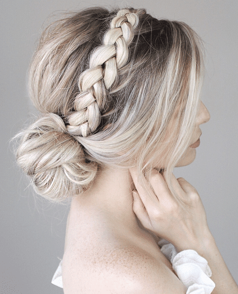 Elegant Braided Detail Bun Updo