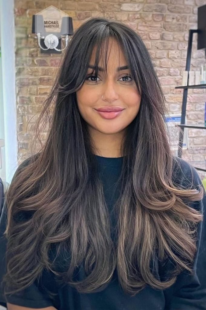 long layers haircut wispy bangs