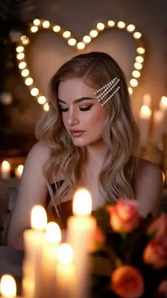 hairstyle with pearl clips